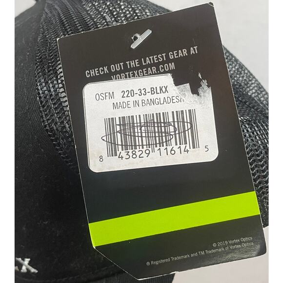 VORTEX Mens Logo Black Baseball Cap Trucker Hat Mesh Back Snapback OSFM - Picture 7 of 8